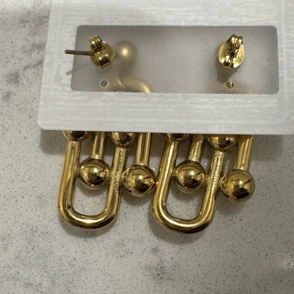 Fashion Earrings. Stainless Steel. Gold tone.  New